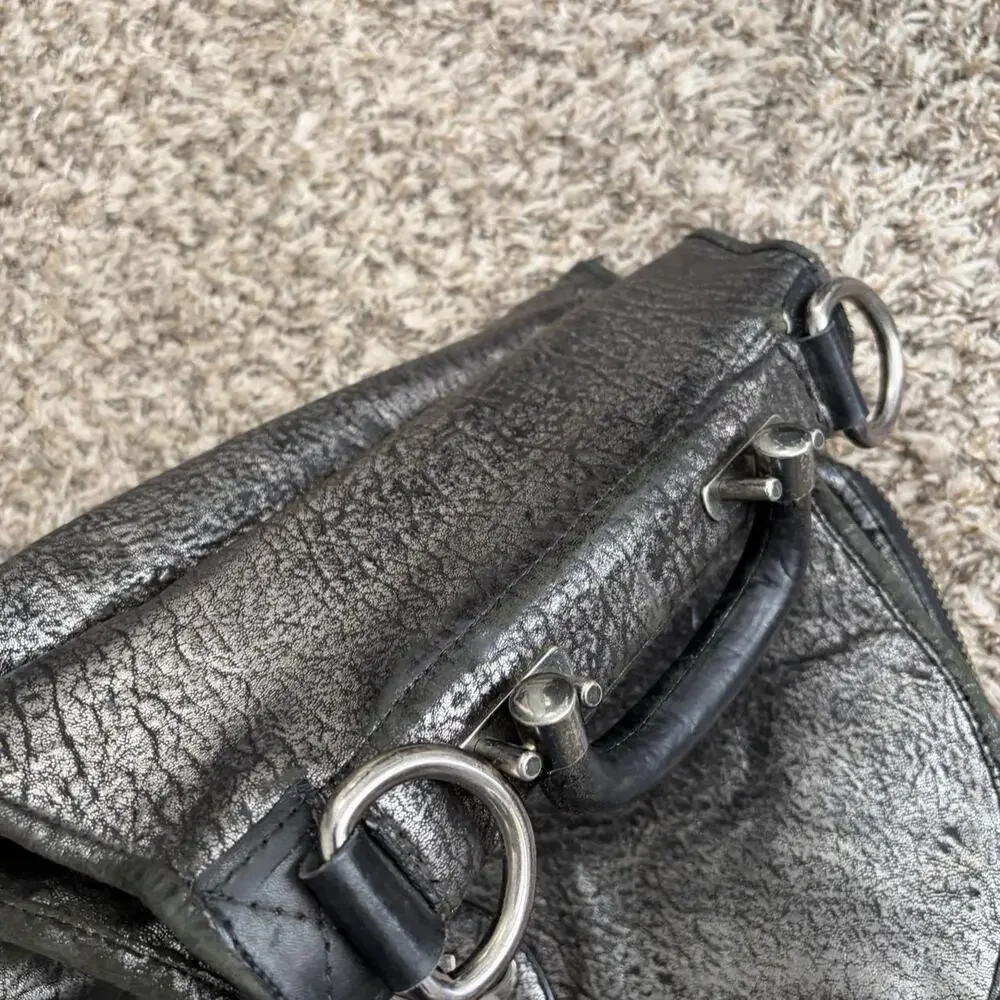 Thomas Wylde Leather Skull Metallic Pebble Leather Grunge Hand Bag
